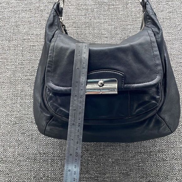 Coach‎ Shoulder Bag Large Black Kristin Leather Nickle HW Zip Clossure W COA - Picture 3 of 9